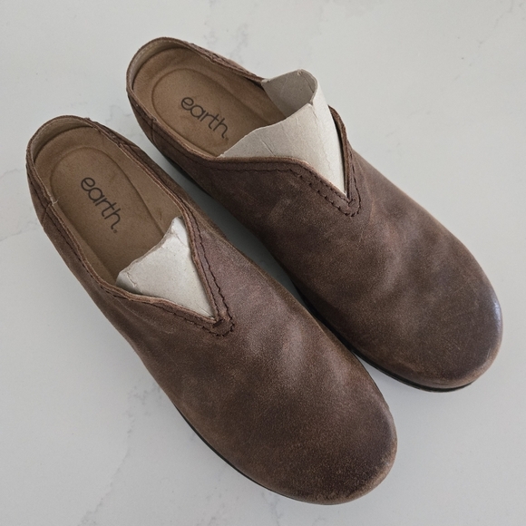 NEW Earth Kolia Round Toe Slip-on Casual Clogs Dark Brown Suede Leather Cork 9.5 - Picture 4 of 9